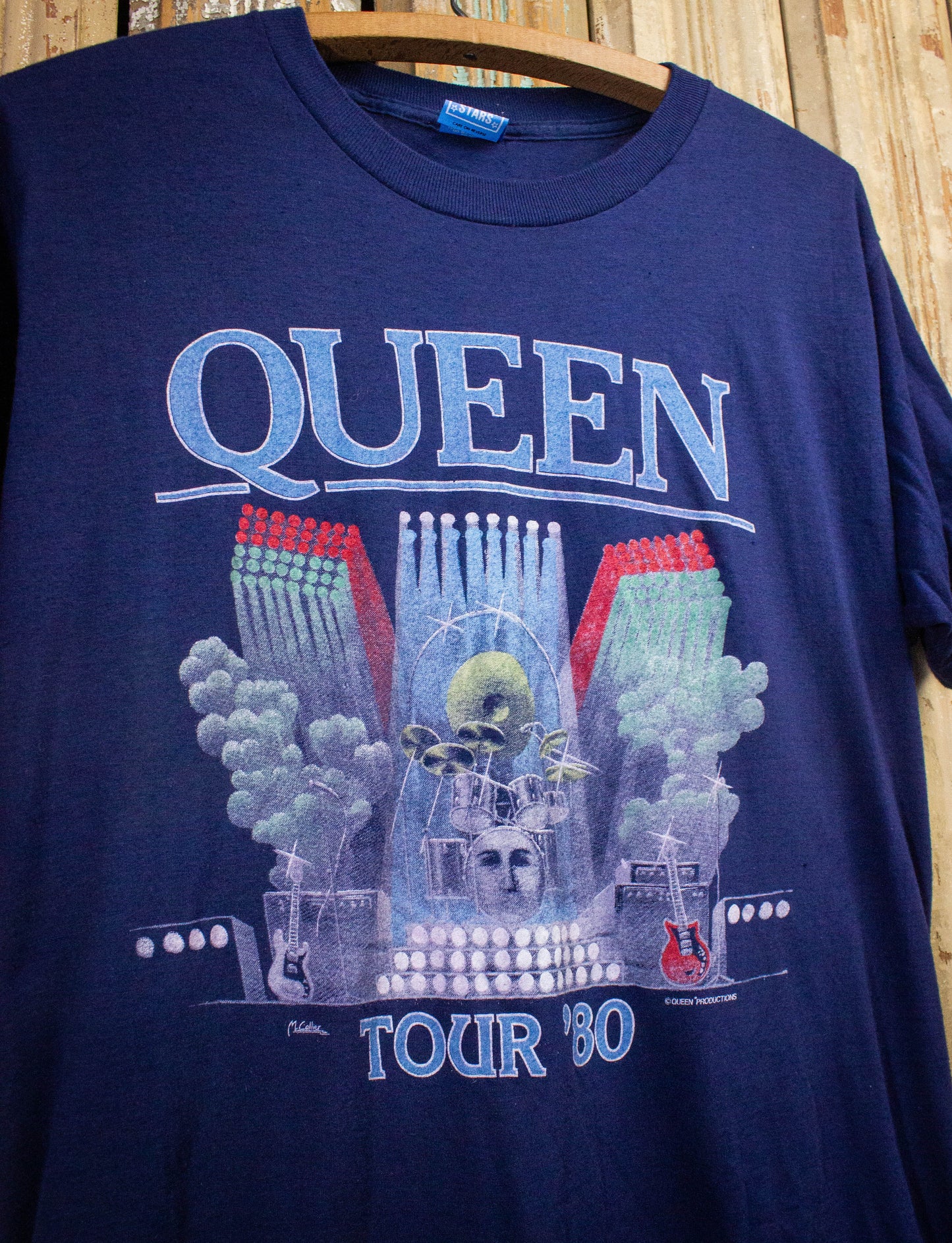 Vintage Queen Tour Concert T Shirt 1980 Blue Large