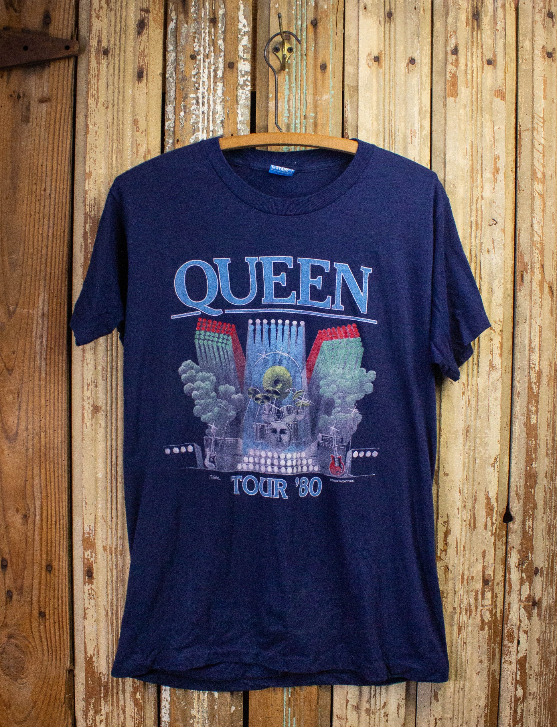 Vintage Queen Tour Concert T Shirt 1980 Blue Large