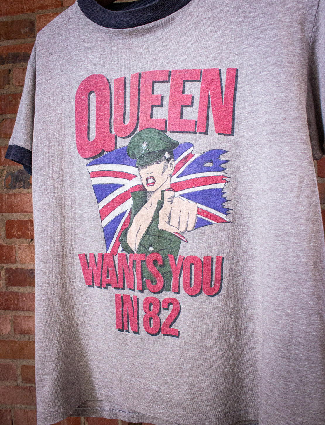 Vintage Queen Wants You UK Tour Concert T Shirt 1982 Gray Medium
