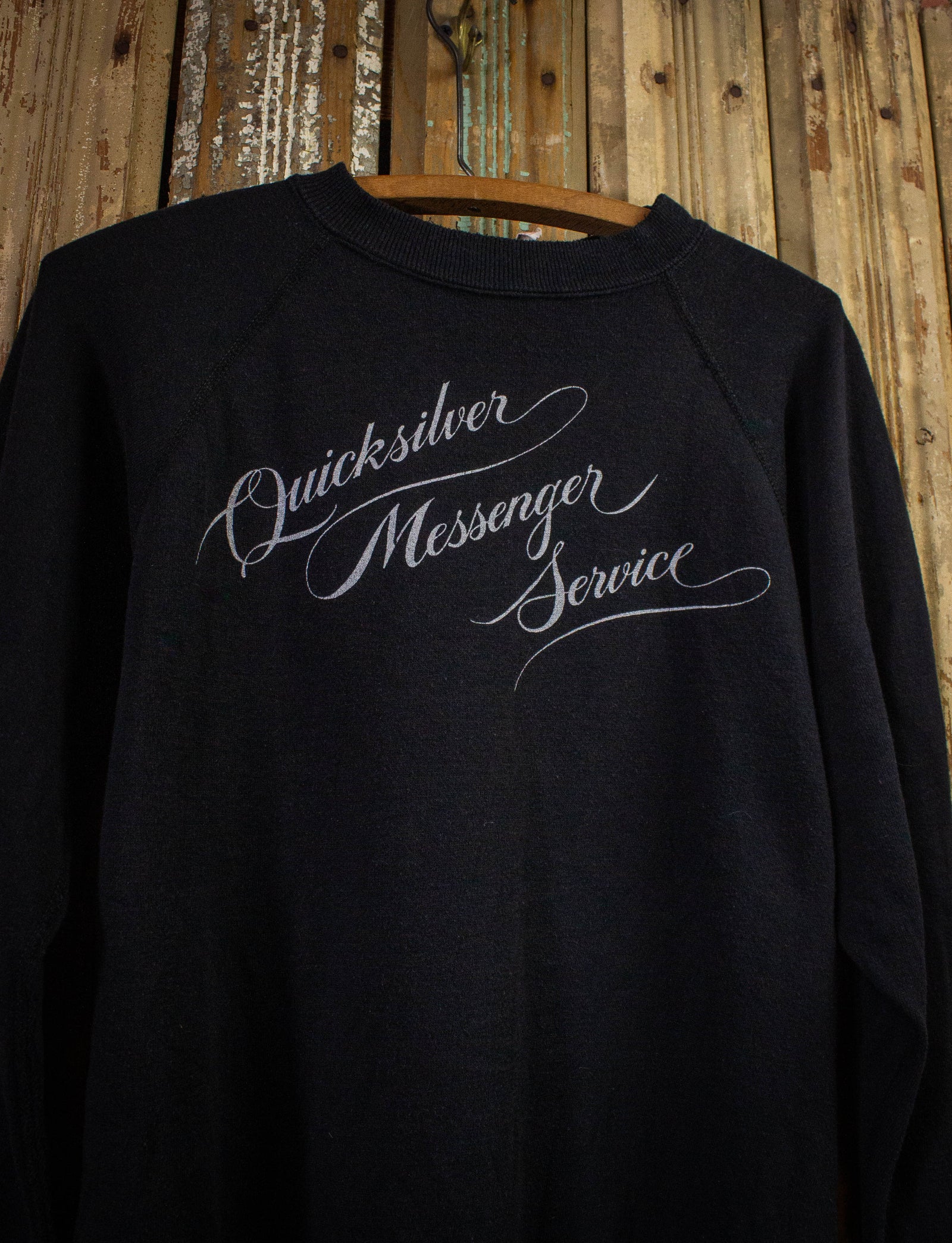 Vintage Quicksilver Messenger Service Solid Silver Concert Sweatshirt 70s Black Medium
