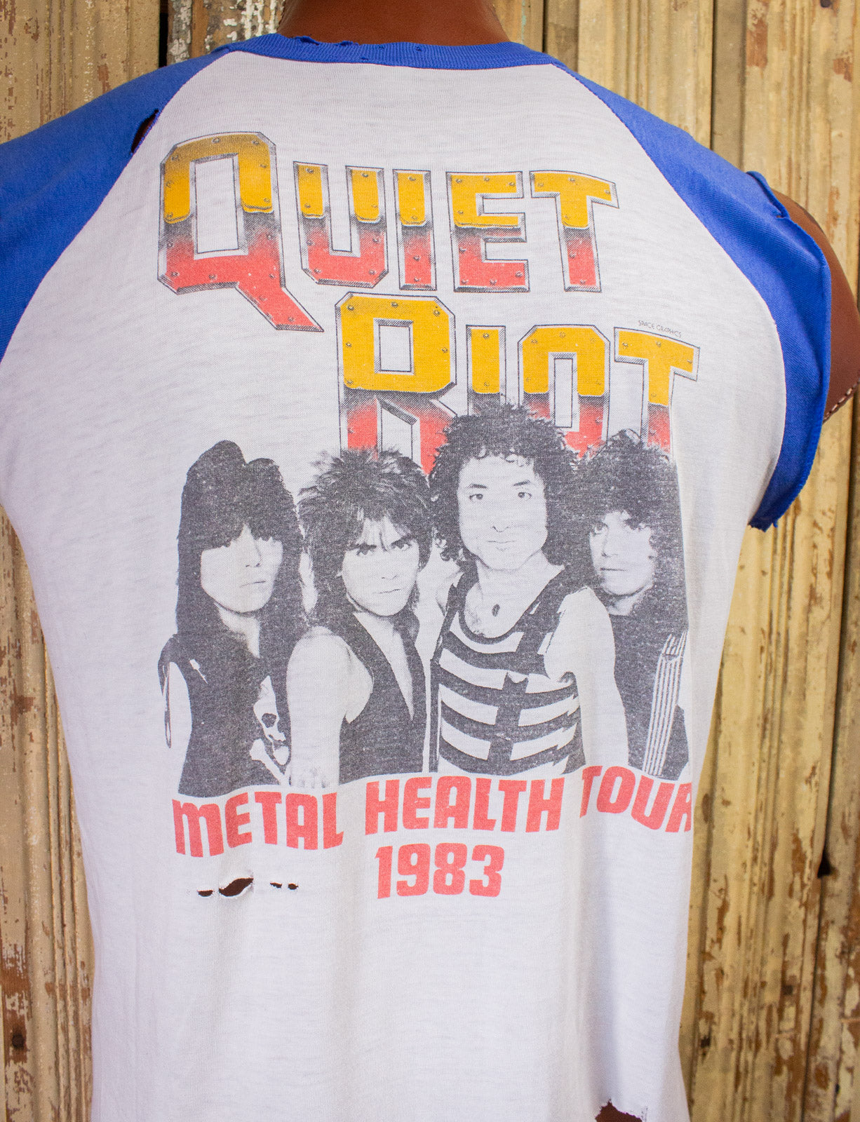 Vintage Quiet Riot Metal Health Cut Off Raglan Concert T Shirt 1983 L