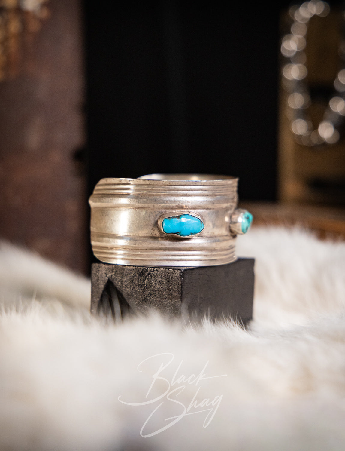 Vintage 70s Sterling Silver Turquoise Cuff