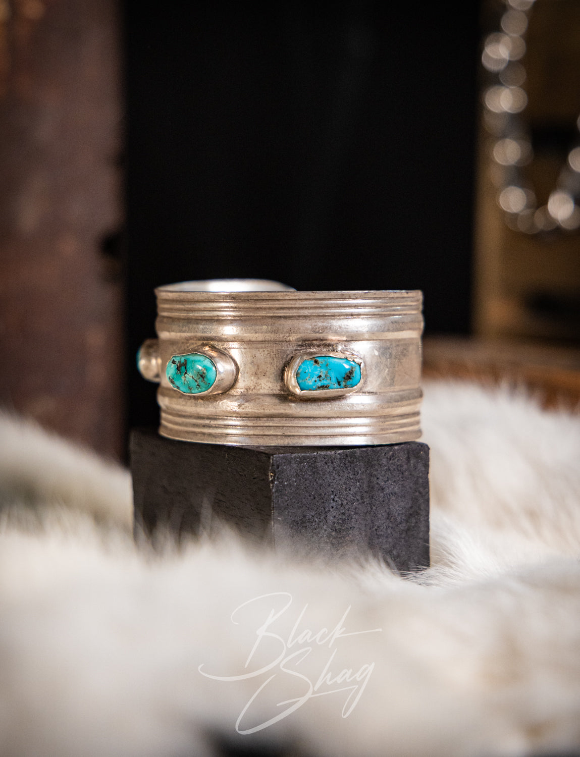 Vintage 70s Sterling Silver Turquoise Cuff