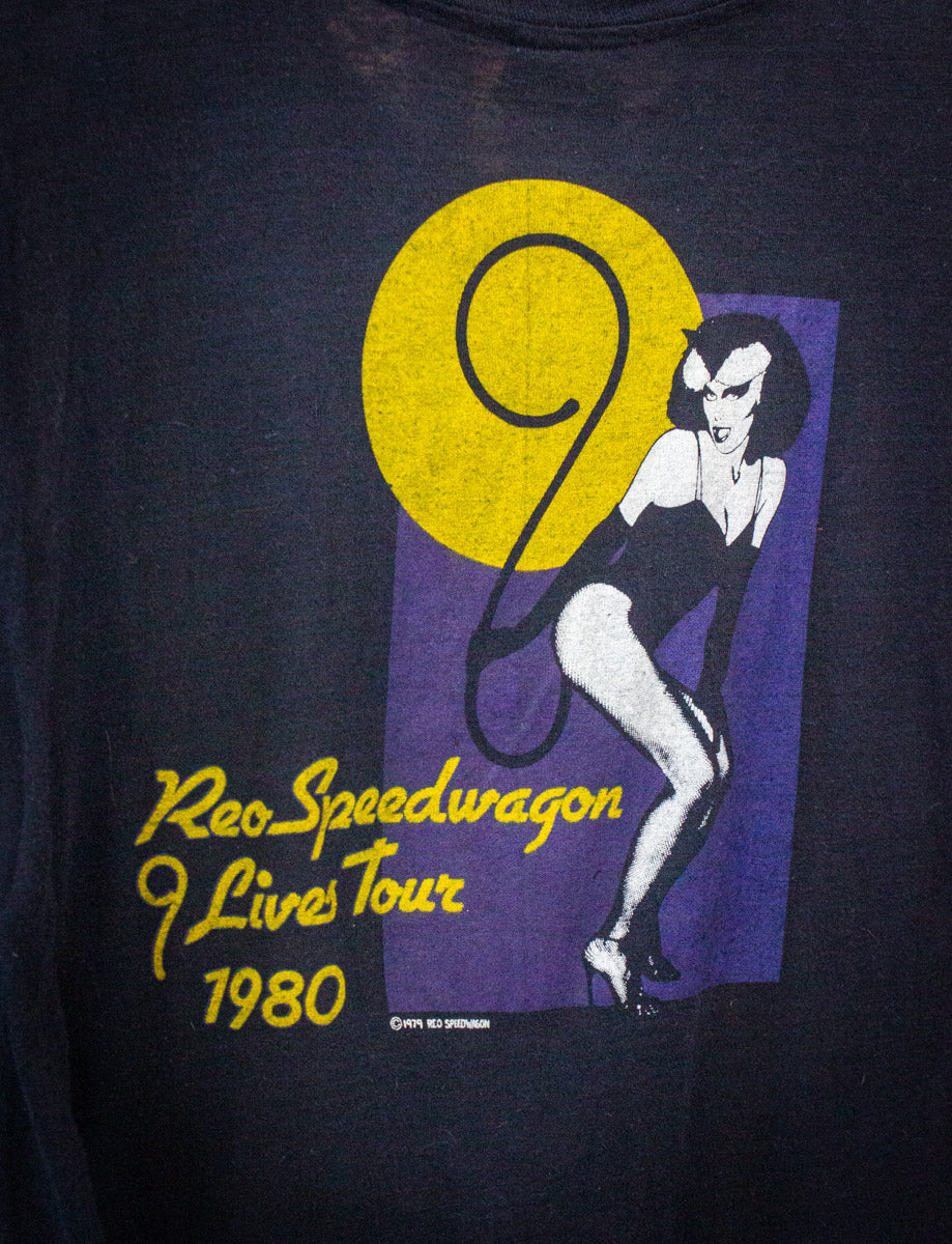 Vintage REO Speedwagon 9 Lives Concert T Shirt 1980 Black Medium