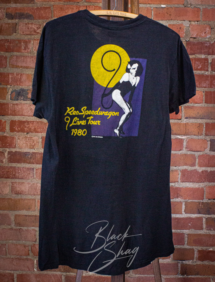 Vintage REO Speedwagon 9 Lives Concert T Shirt 1980 Black Medium