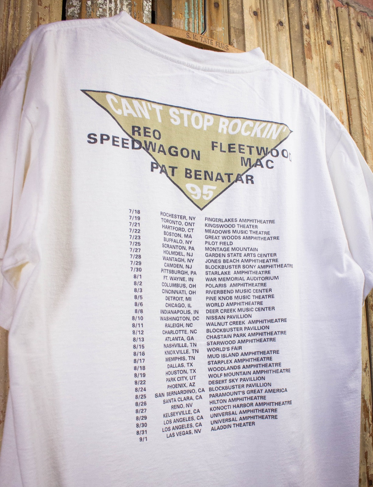Vintage REO Speedwagon Can't Stop Rockin' Concert T Shirt 1995 White Large