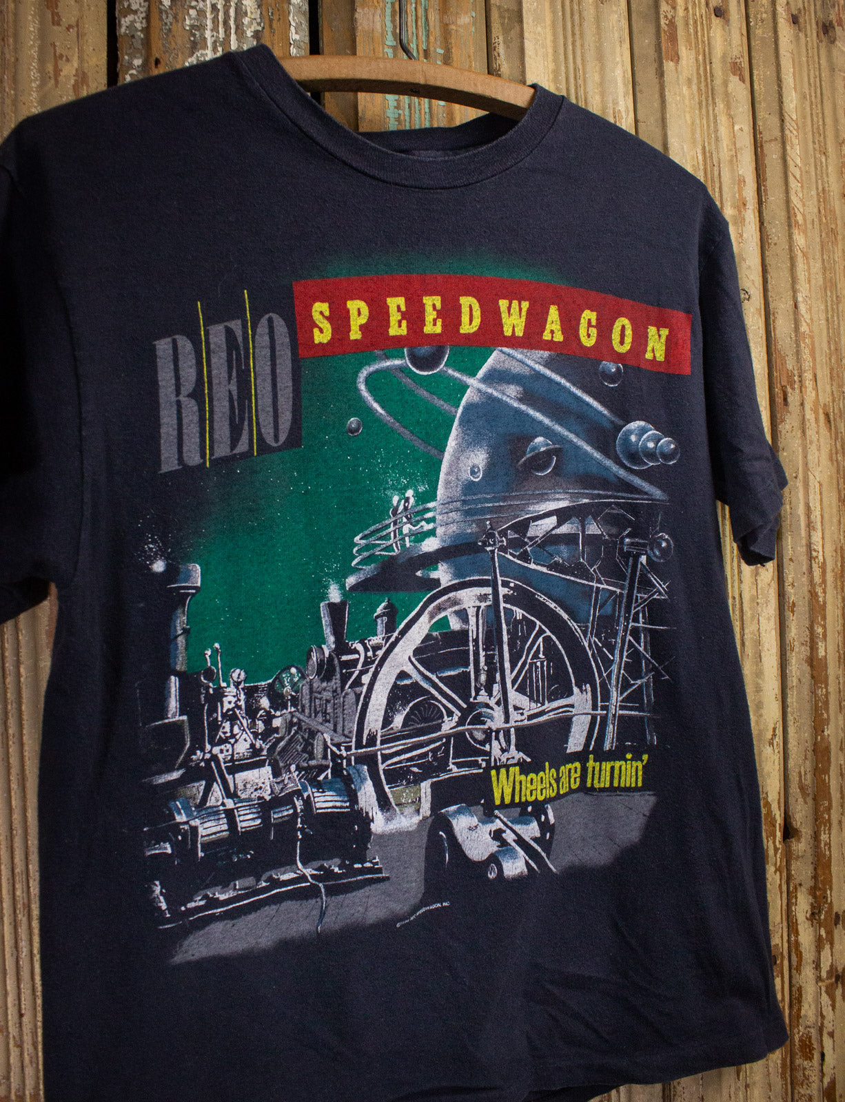 Vintage REO Speedwagon Wheels Are Turnin' Concert T Shirt 1984-85 Black Medium