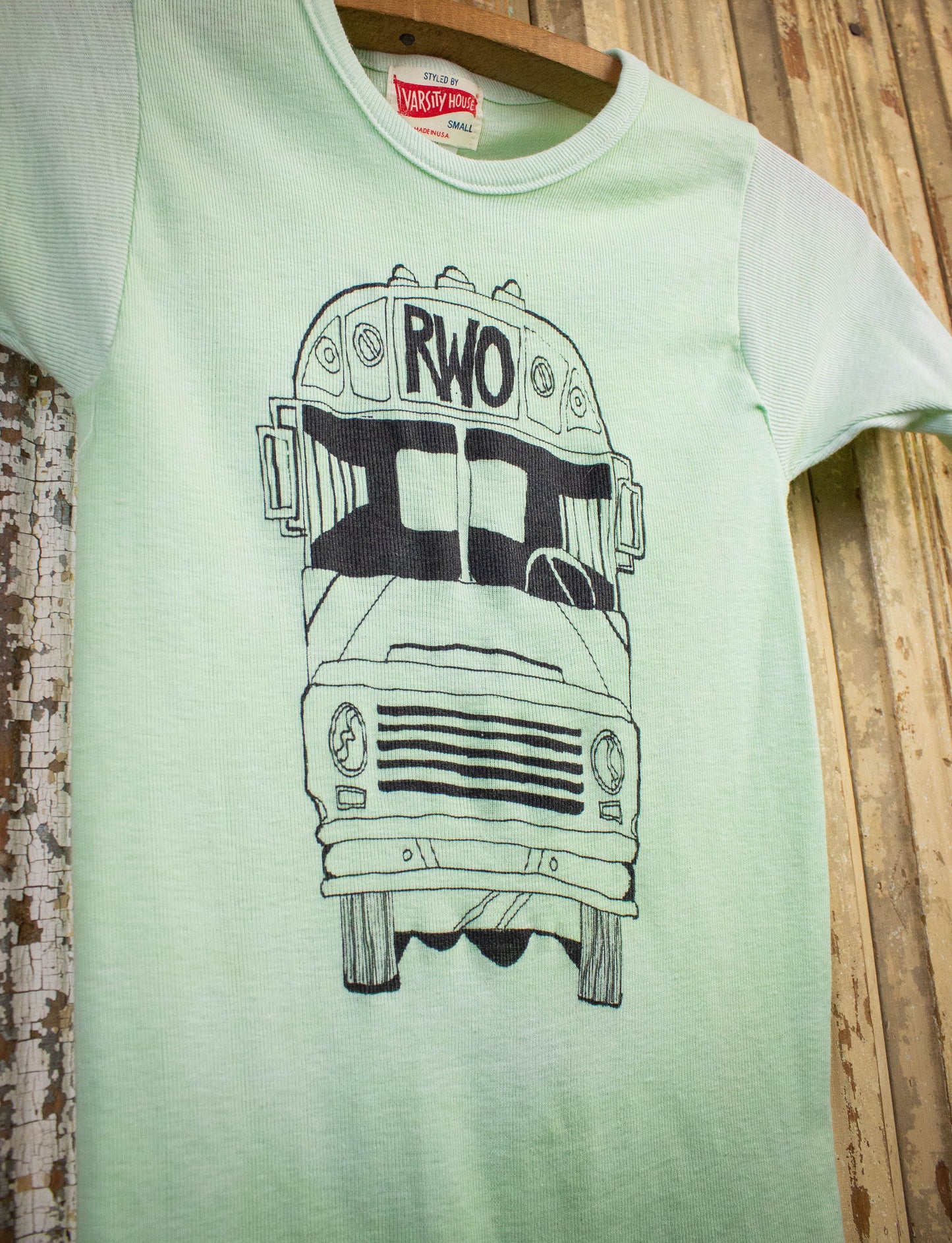Vintage RWO Bus Graphic T Shirt 70s Green XXS