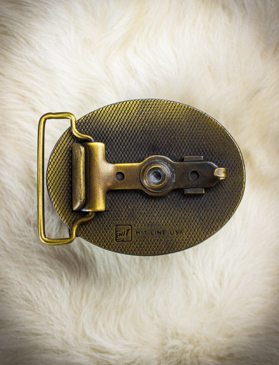 Vintage R&T Lightning Bolt Brass Belt Buckle