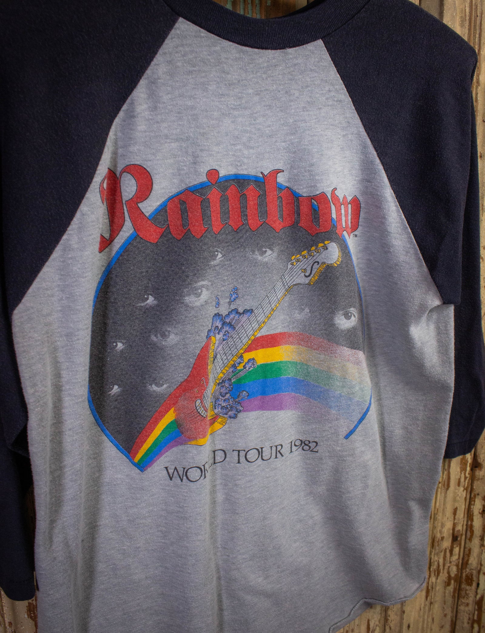 Vintage Rainbow Straight Between The Eyes Concert T Shirt 1982 Gray/Black Medium