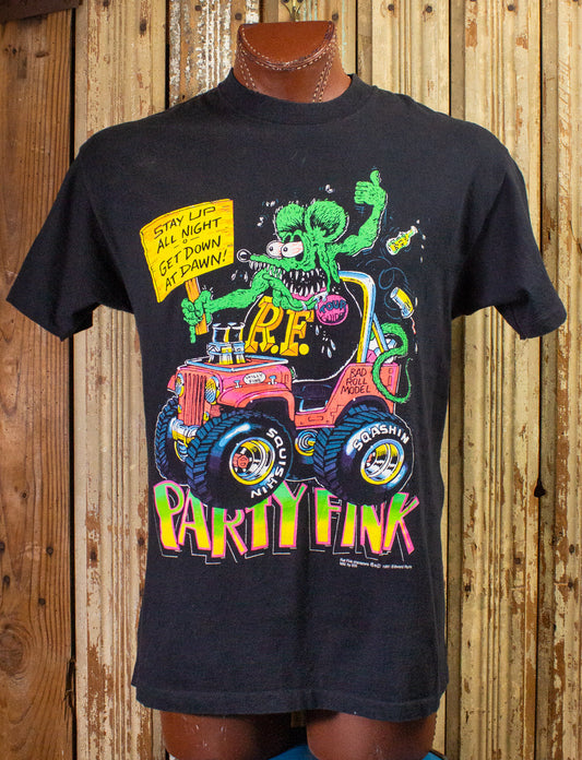 Vintage Rat Fink Party Fink Graphic T Shirt 1991 Black Large