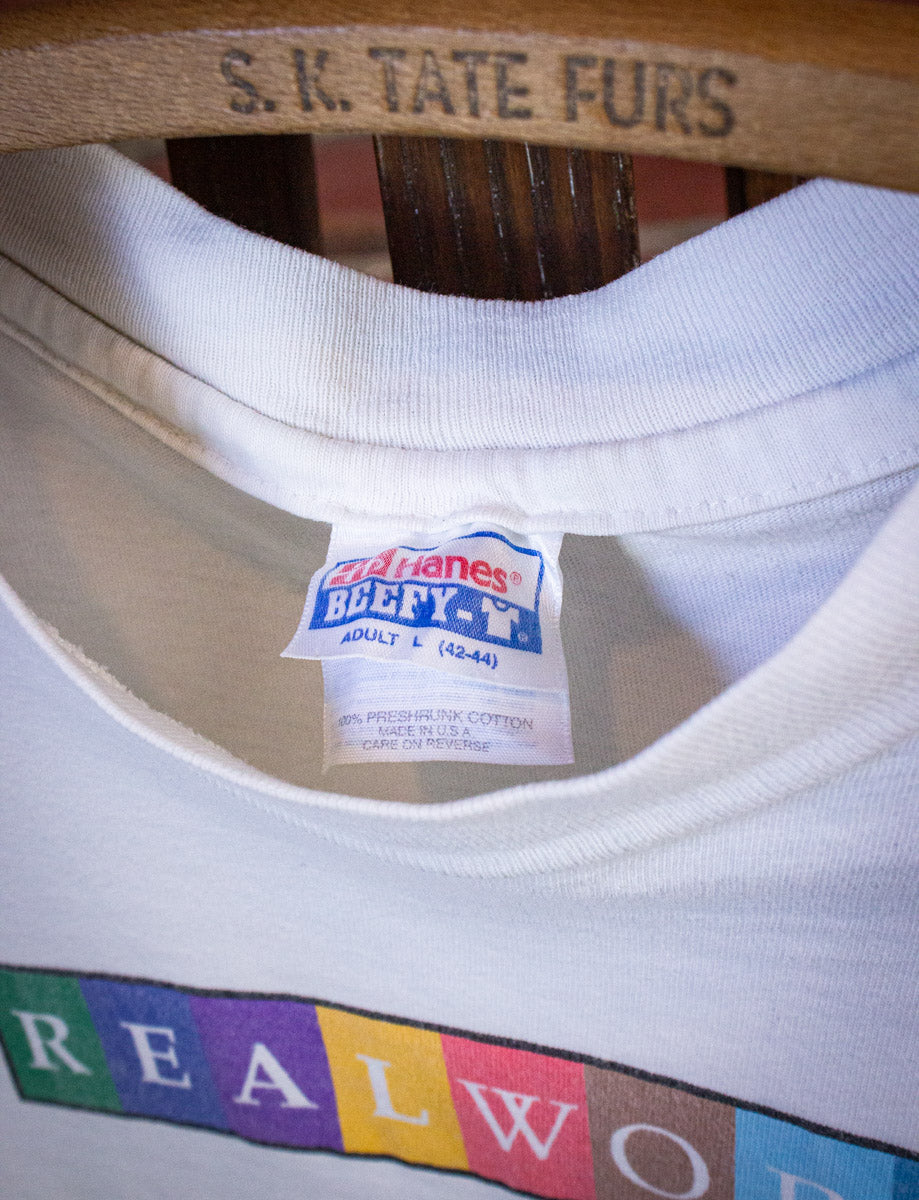Vintage Real World Records Graphic T Shirt 90s White Large