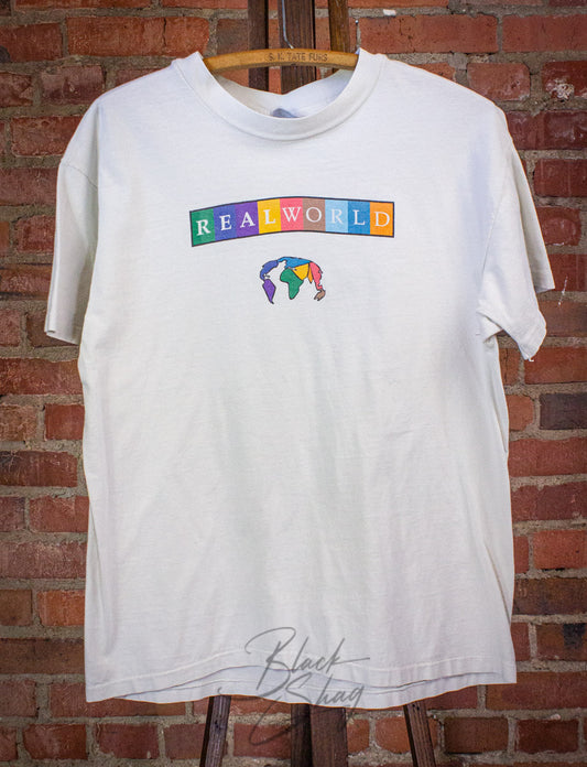 Vintage Real World Records Graphic T Shirt 90s White Large
