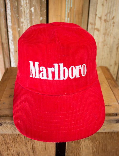 Vintage 80s Red Corduroy Malboro Snapback Hat