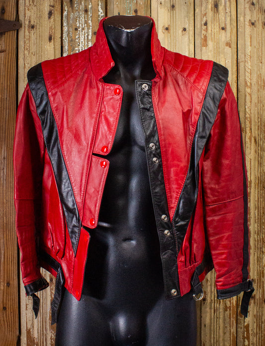 Vintage J. Palo Red Leather Jacket Cropped 80s Small/Medium