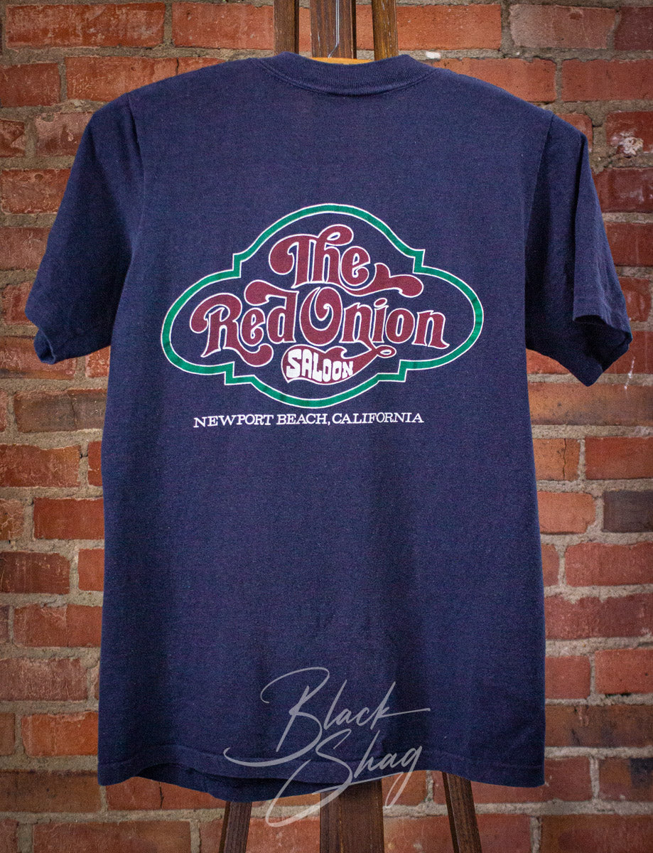 Vintage Red Onion Saloon Graphic T Shirt 80s Navy Blue Small