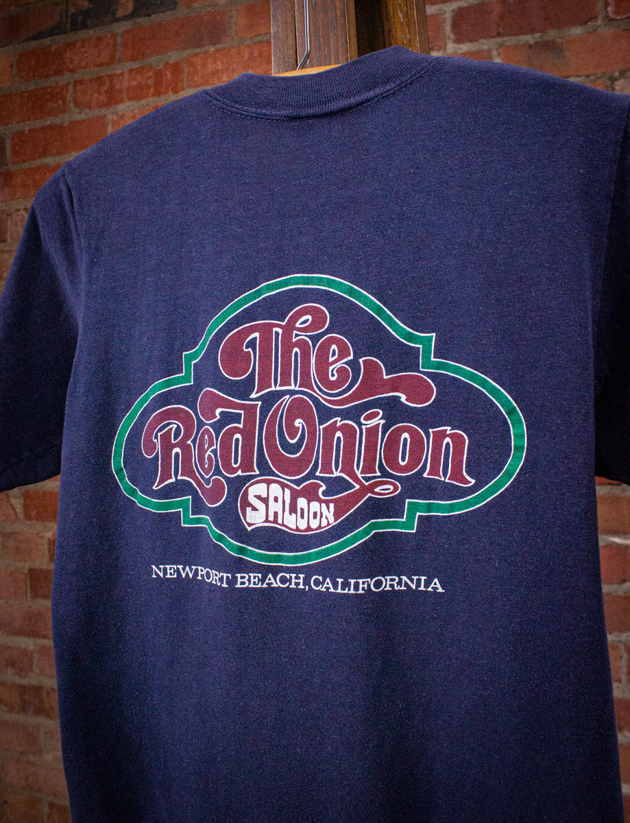 Vintage Red Onion Saloon Graphic T Shirt 80s Navy Blue Small