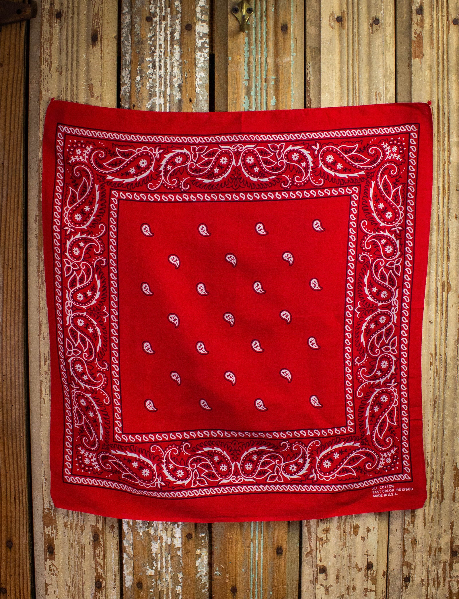 Vintage 70s Fast Color Red Paisley Bandana