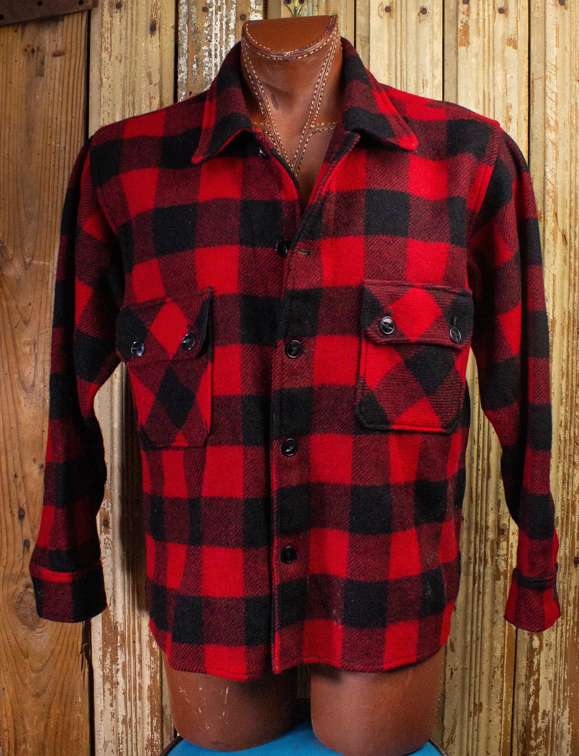 Vintage Red and Black Plaid Flannel Shirt XL