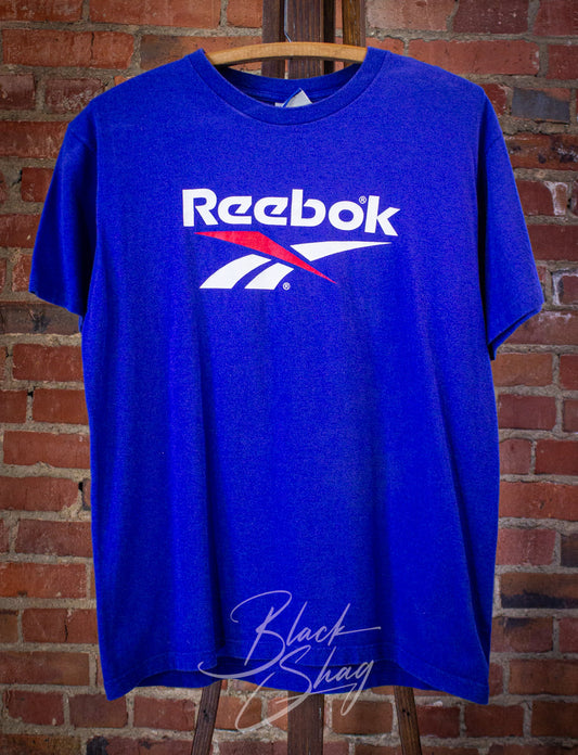 Vintage Reebok Graphic T Shirt 90s Blue Medium