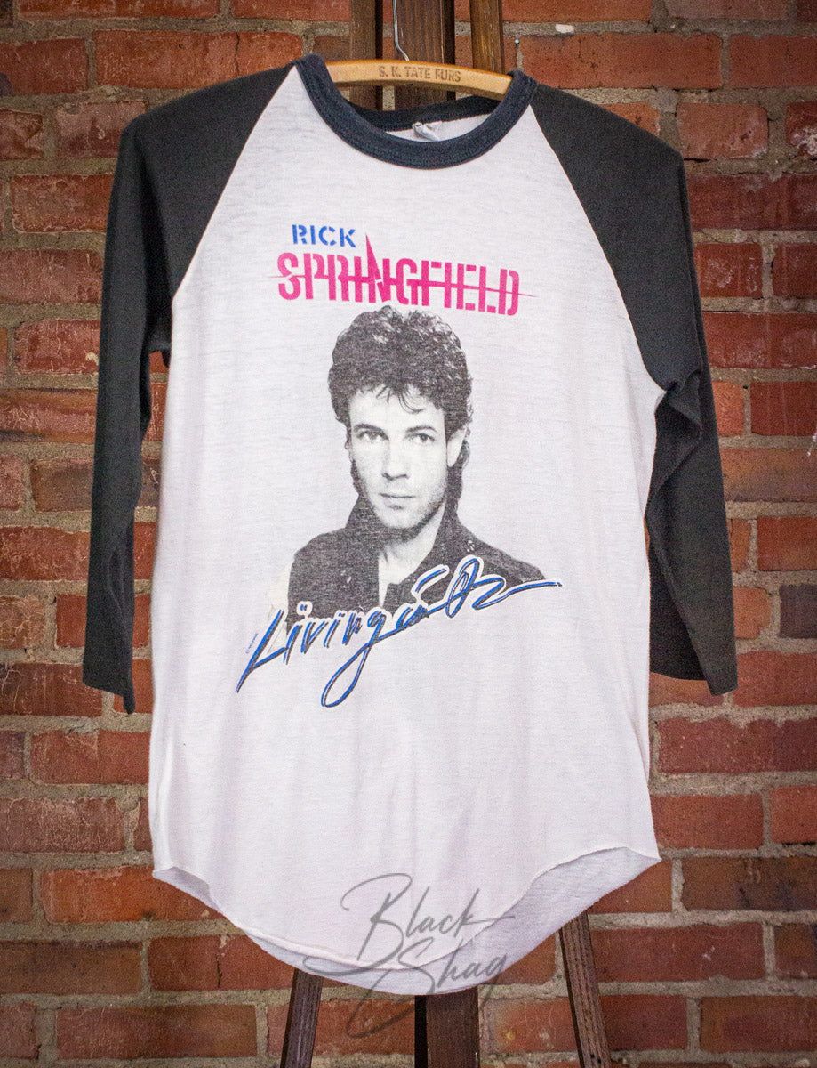 Vintage Rick Springfield Living in Oz Raglan Concert T Shirt 1983 Small