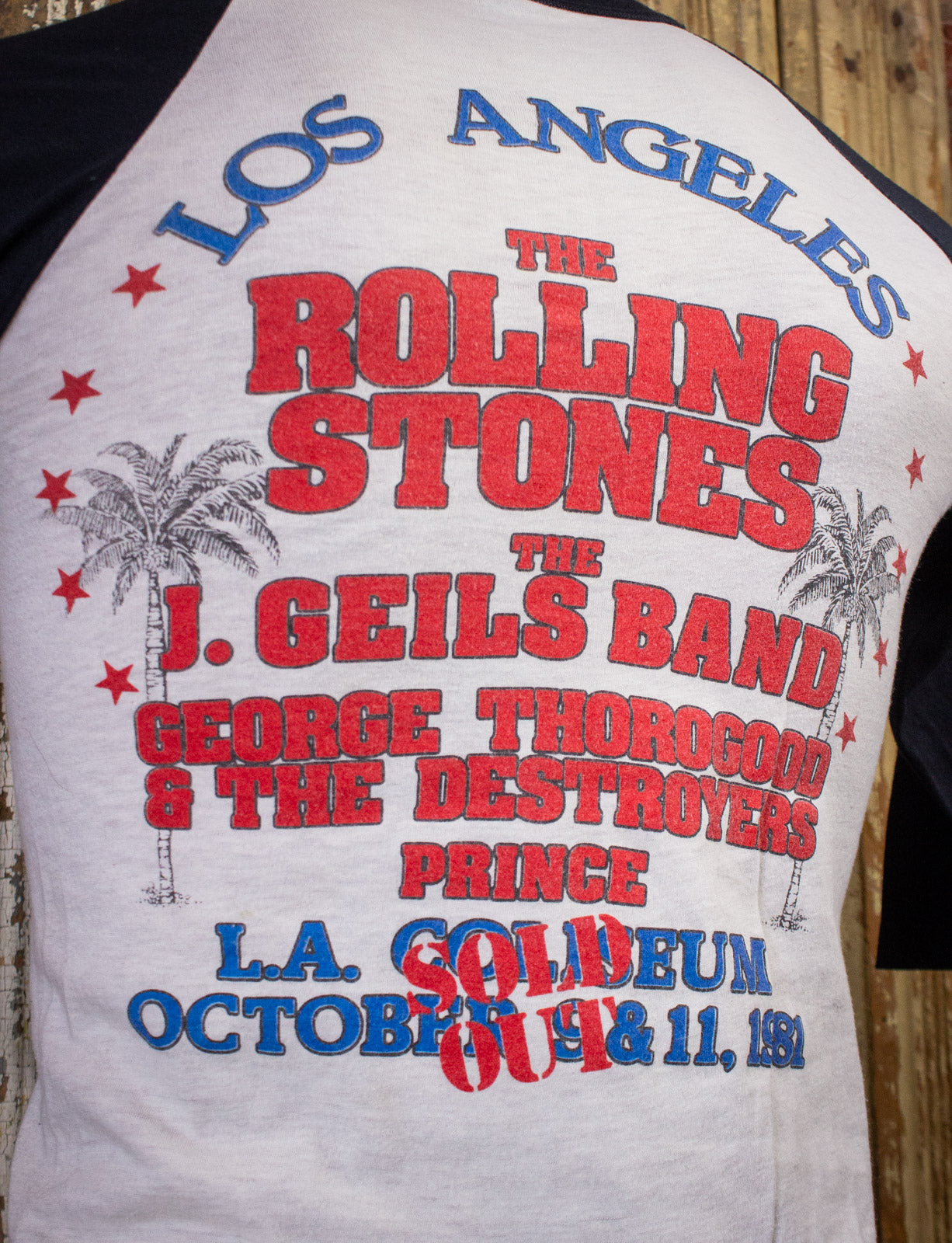 Vintage Rolling Stones LA Coliseum Concert Raglan 1981 Small