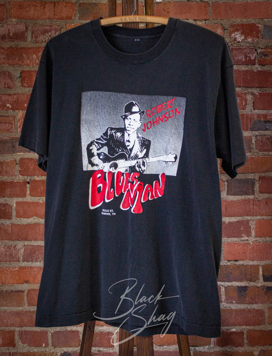 Vintage Robert Johnson Bluesman T Shirt 90s Black Large