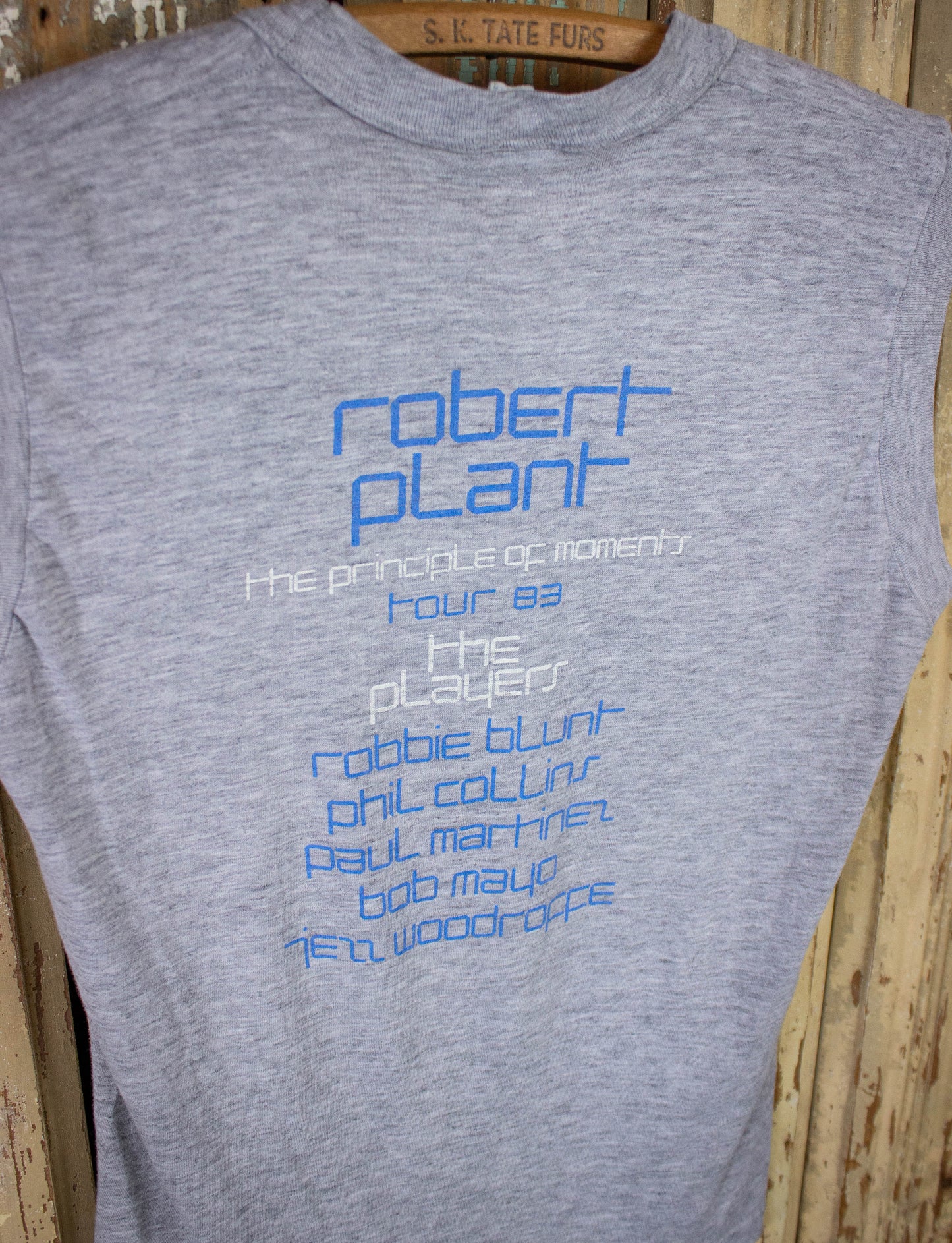 Vintage Robert Plant Principle of Moments Concert Muscle Tee 1983 Gray Small