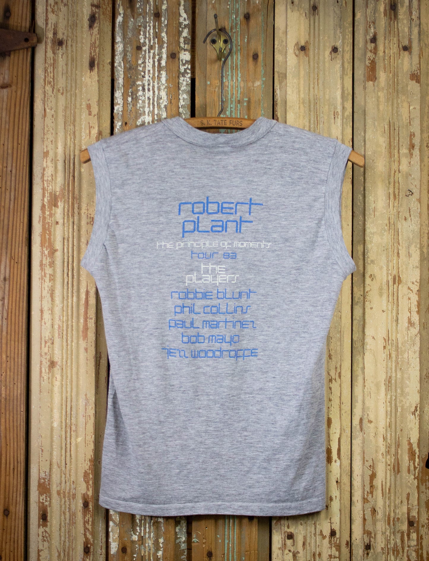 Vintage Robert Plant Principle of Moments Concert Muscle Tee 1983 Gray Small