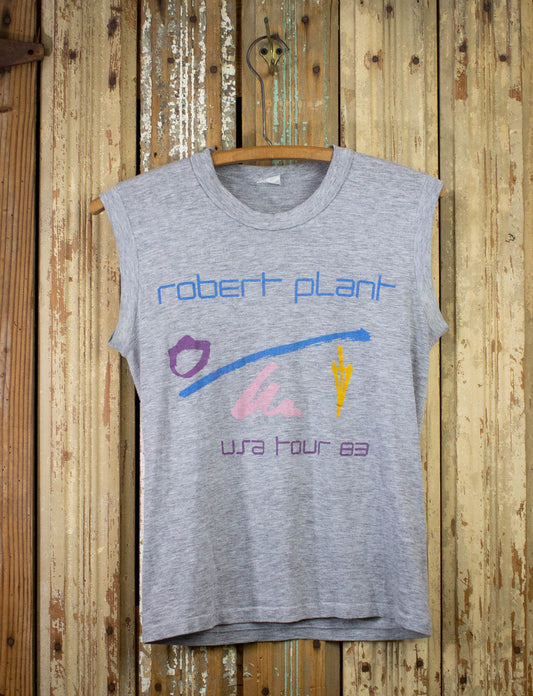 Vintage Robert Plant Principle of Moments Concert Muscle Tee 1983 Gray Small