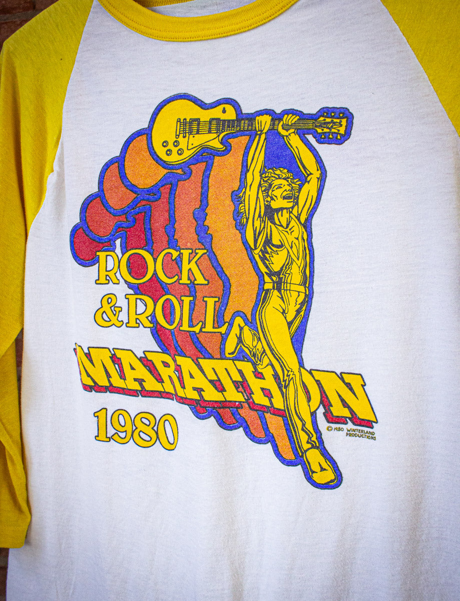 Vintage Rock & Roll Marathon Raglan Concert T Shirt 1980 Medium/Large