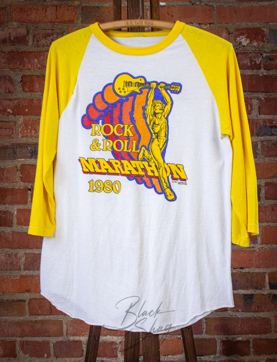 Vintage Rock & Roll Marathon Raglan Concert T Shirt 1980 Medium/Large