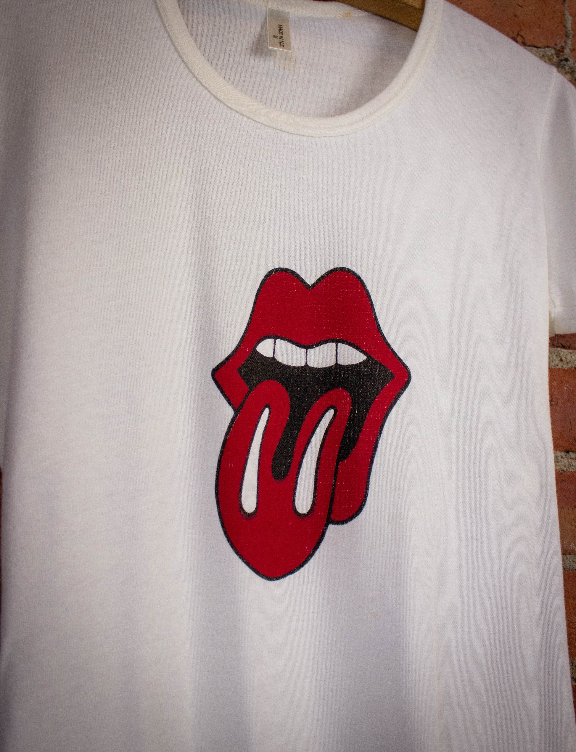 Vintage Rolling Stones Auckland New Zealand Concert T Shirt 1973 White Small