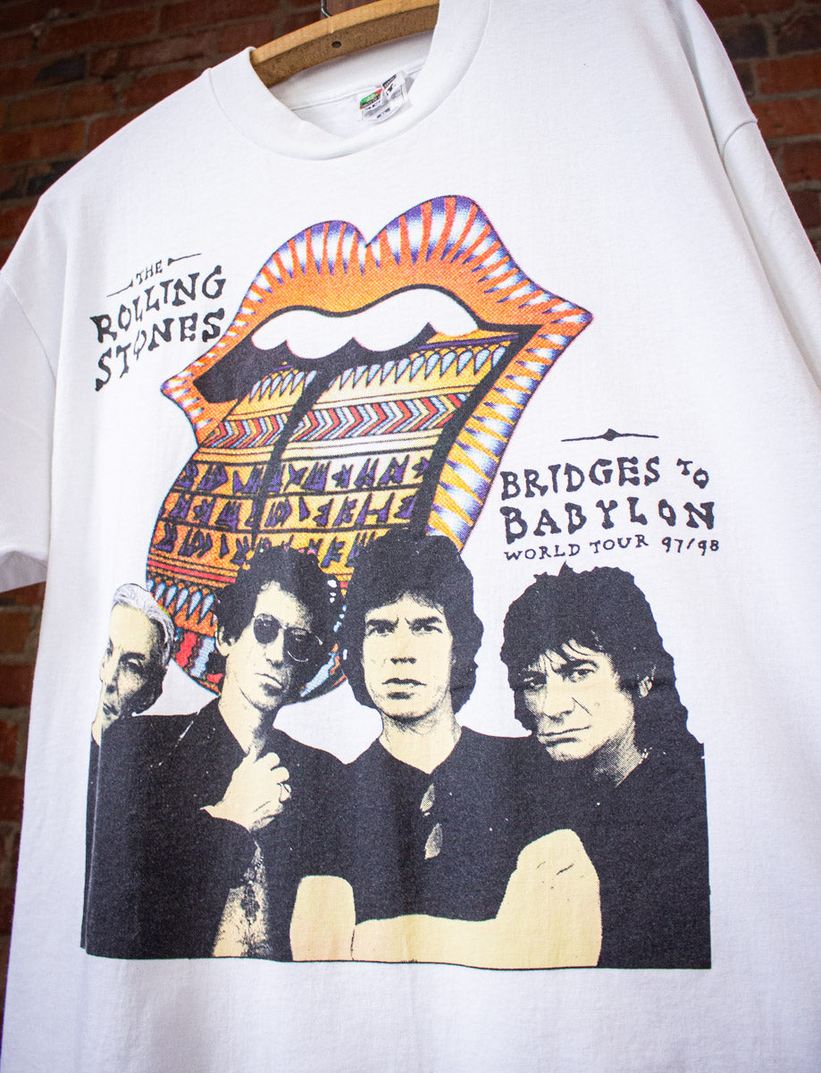 Vintage Rolling Stones Bridges to Babylon Concert T Shirt 1997/98 White XL