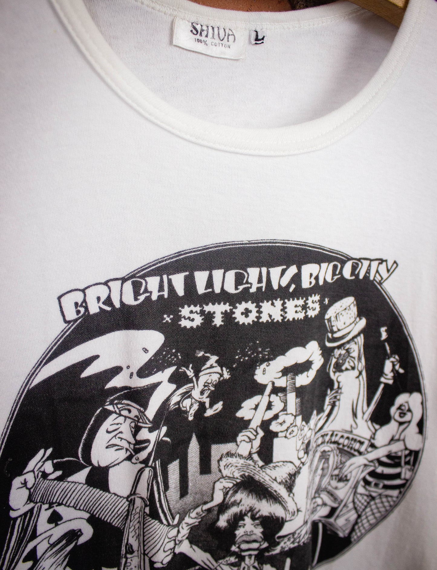 Vintage Rolling Stones Bright Lights Big City Concert T Shirt 1973 White Small