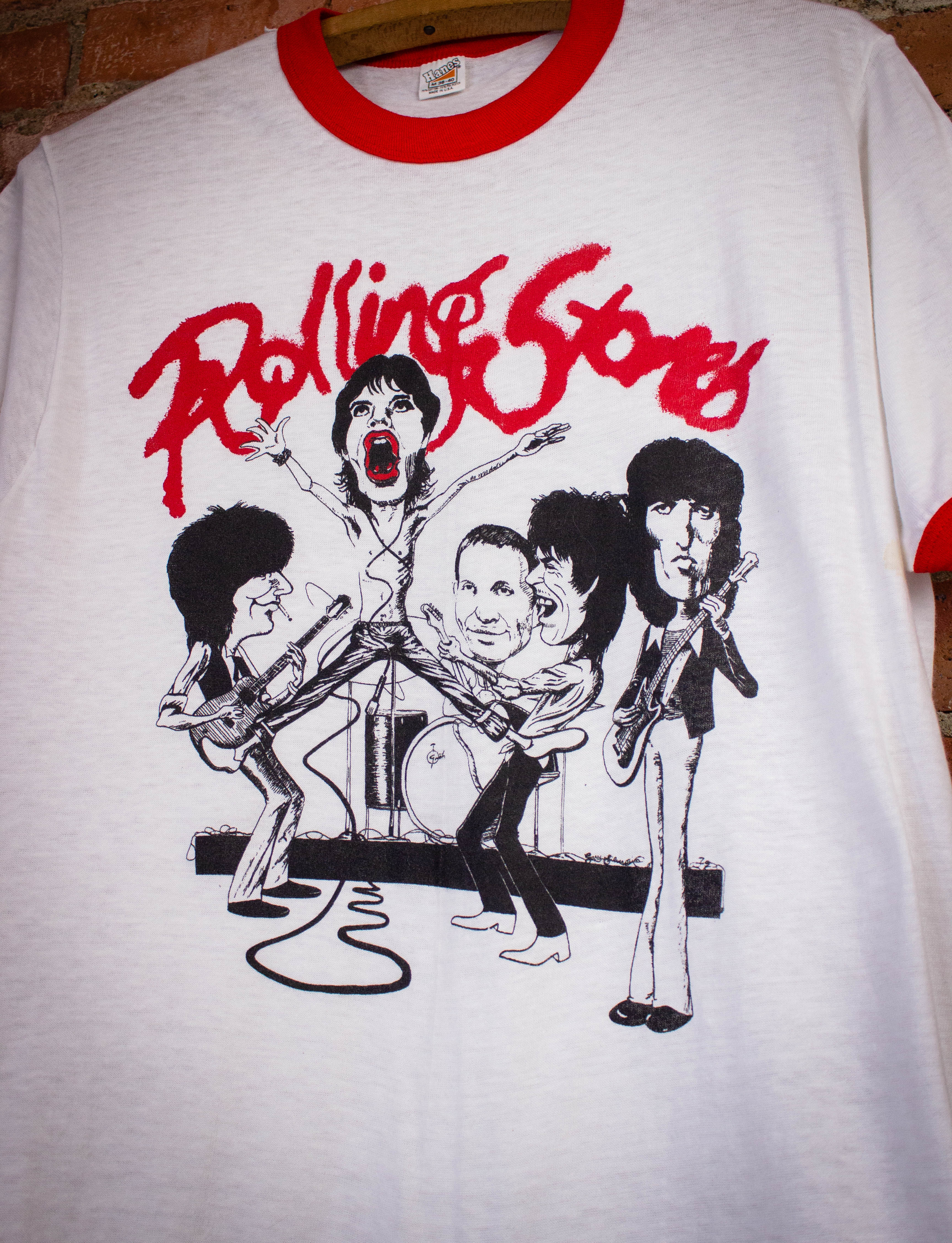 Vintage Rolling Stones Caricature Ringer Concert T Shirt