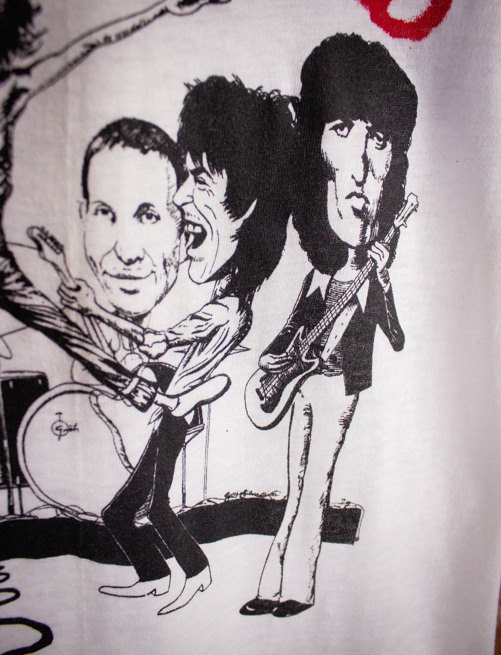 Vintage Rolling Stones Caricature Ringer Concert T Shirt 1978 White/Red Medium