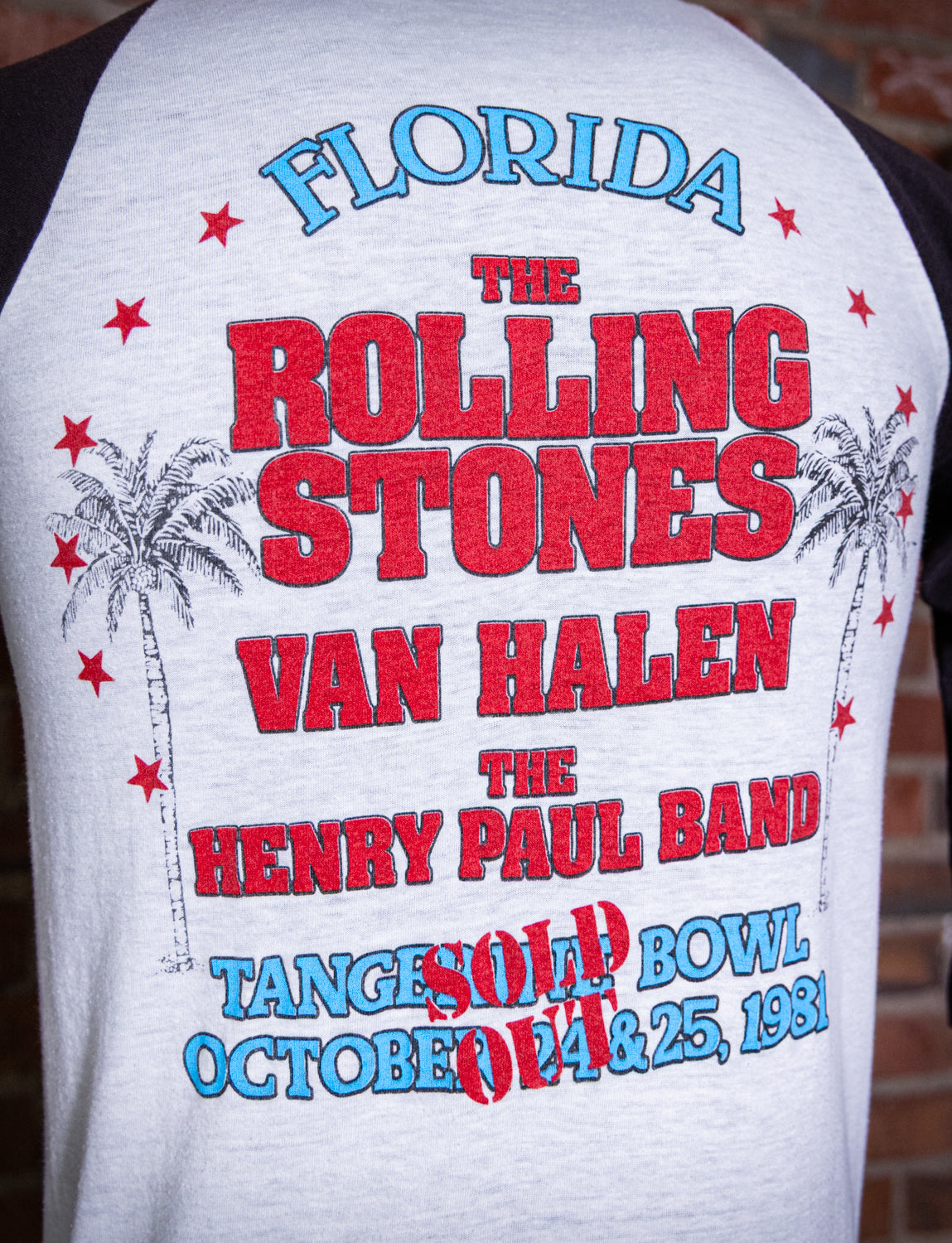 Vintage 1981 Rolling Stones Dragon Raglan Florida Concert T Shirt XS