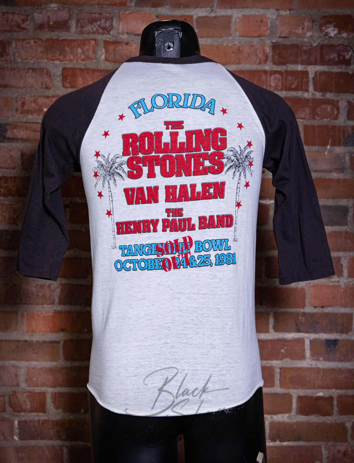 Vintage 1981 Rolling Stones Dragon Raglan Florida Concert T Shirt XS