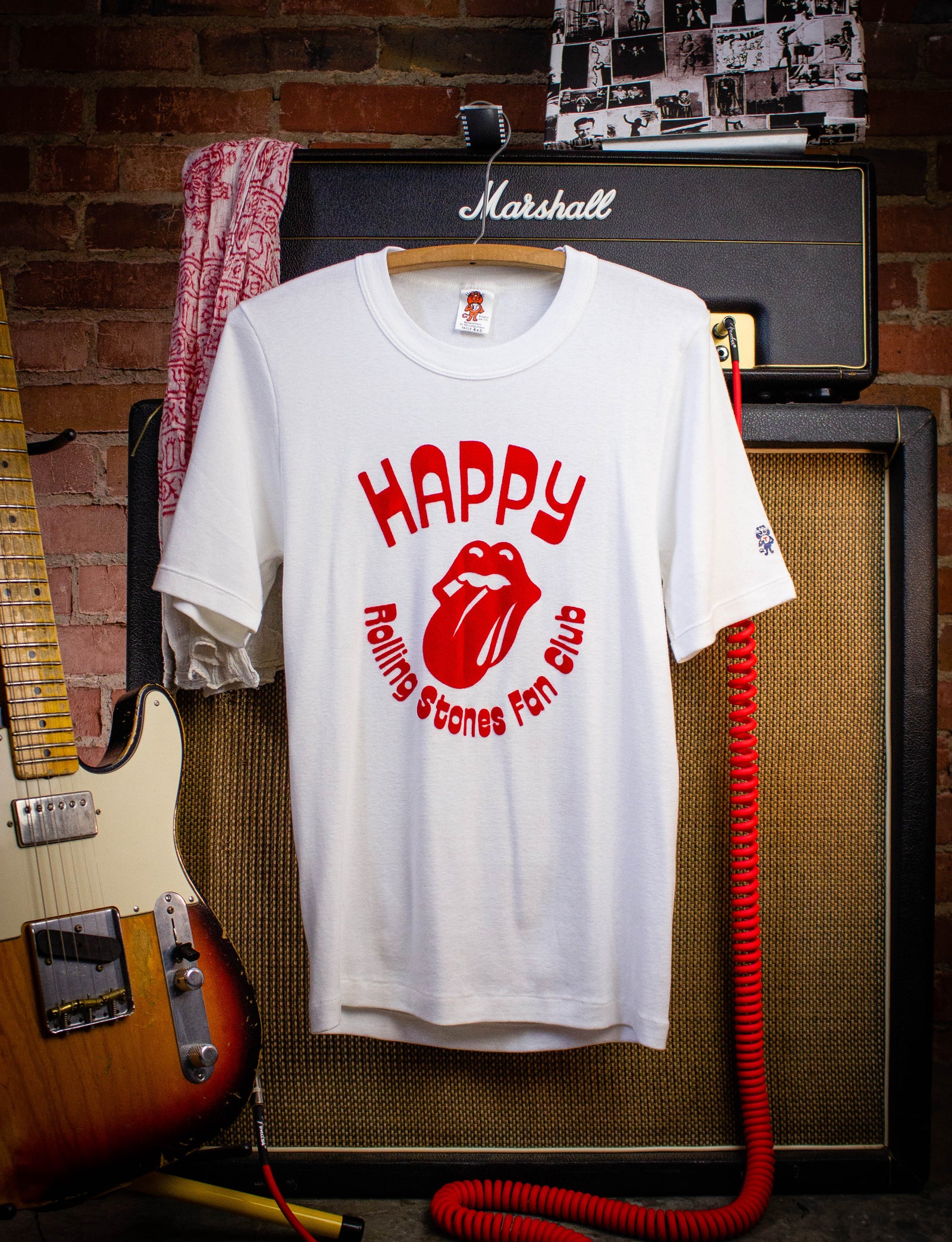 Vintage Rolling Stones Happy French Fan Club T Shirt 1972 White Small