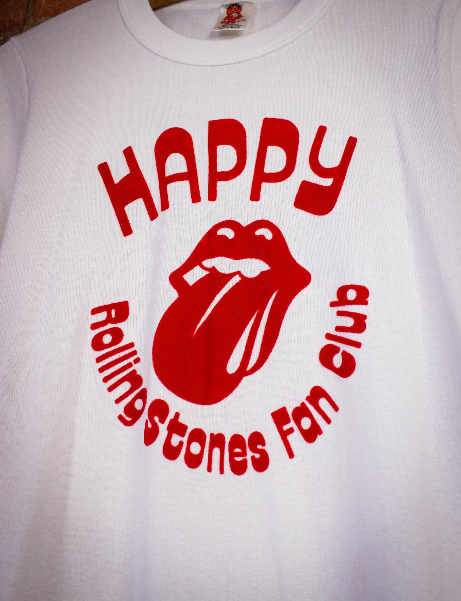 Vintage Rolling Stones Happy French Fan Club T Shirt 1972 White Small