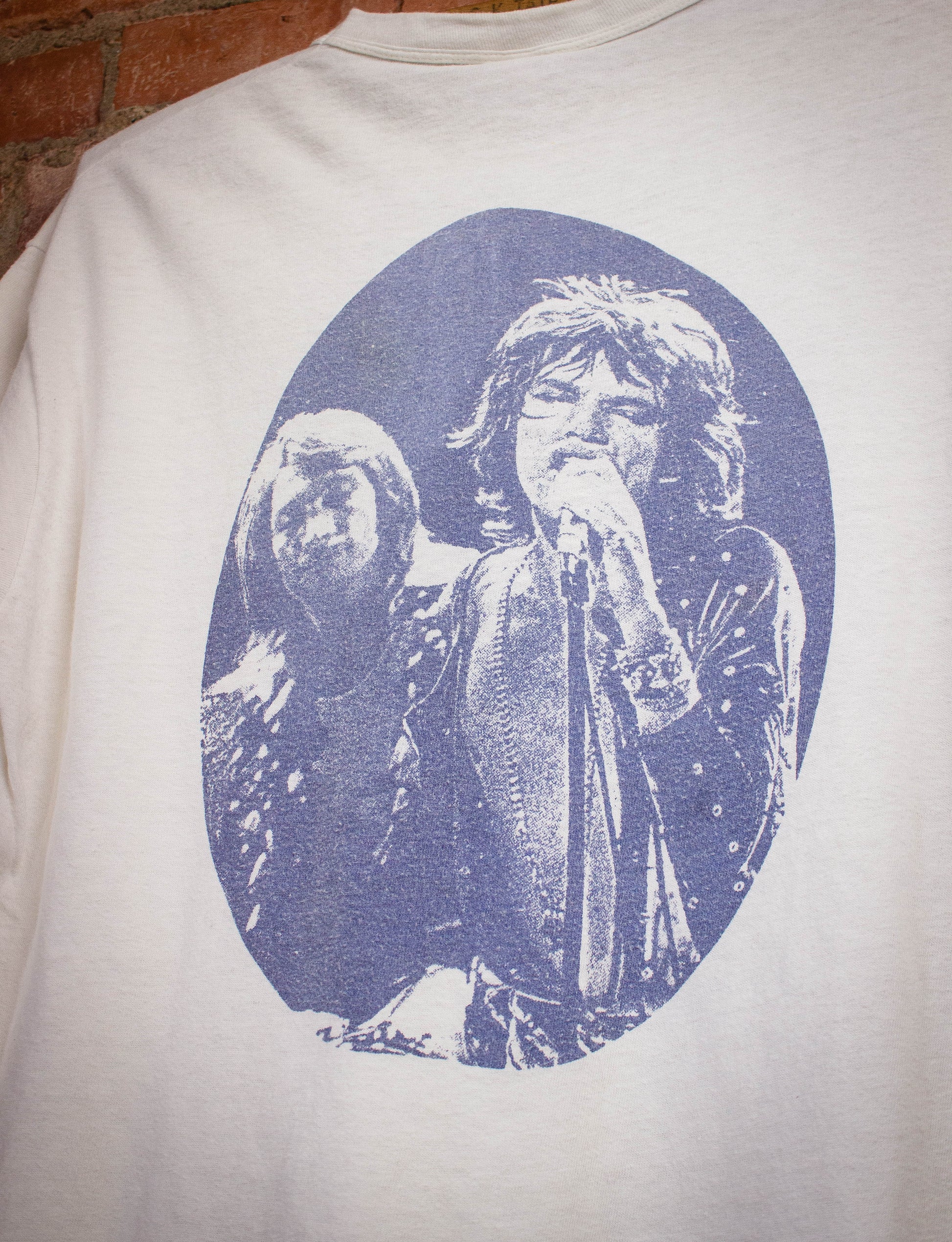 Vintage Rolling Stones Jagger and Watts Back Print Bootleg Concert T Shirt 70s White Medium