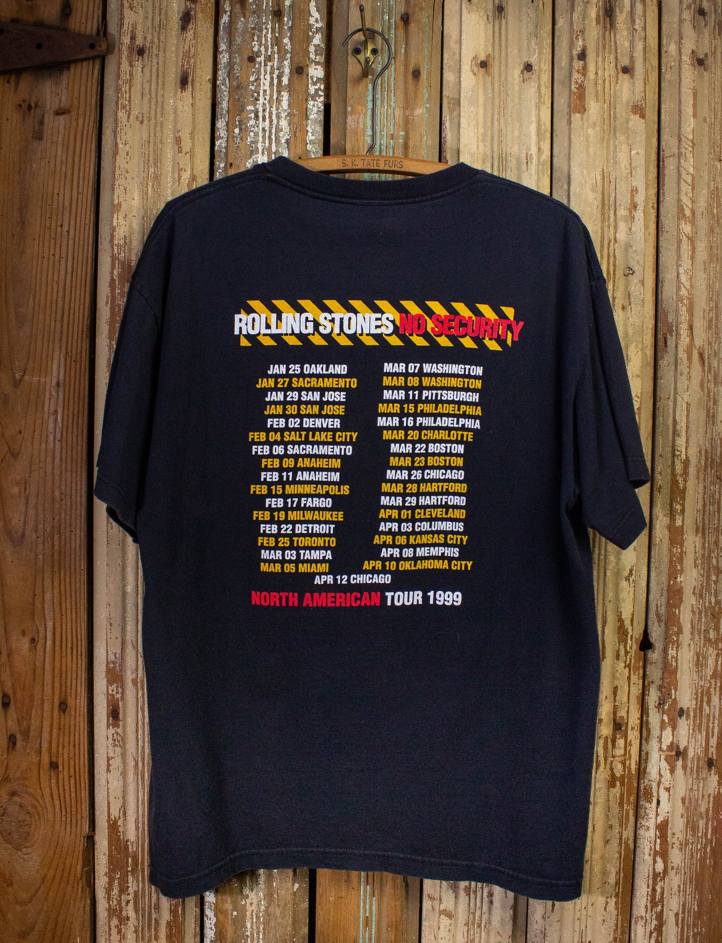 Vintage Rolling Stones No Security Concert T Shirt 1999 Black XL