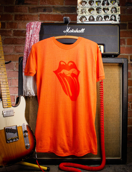 Vintage Rolling Stones Reverse Tongue Concert T Shirt 70s Orange