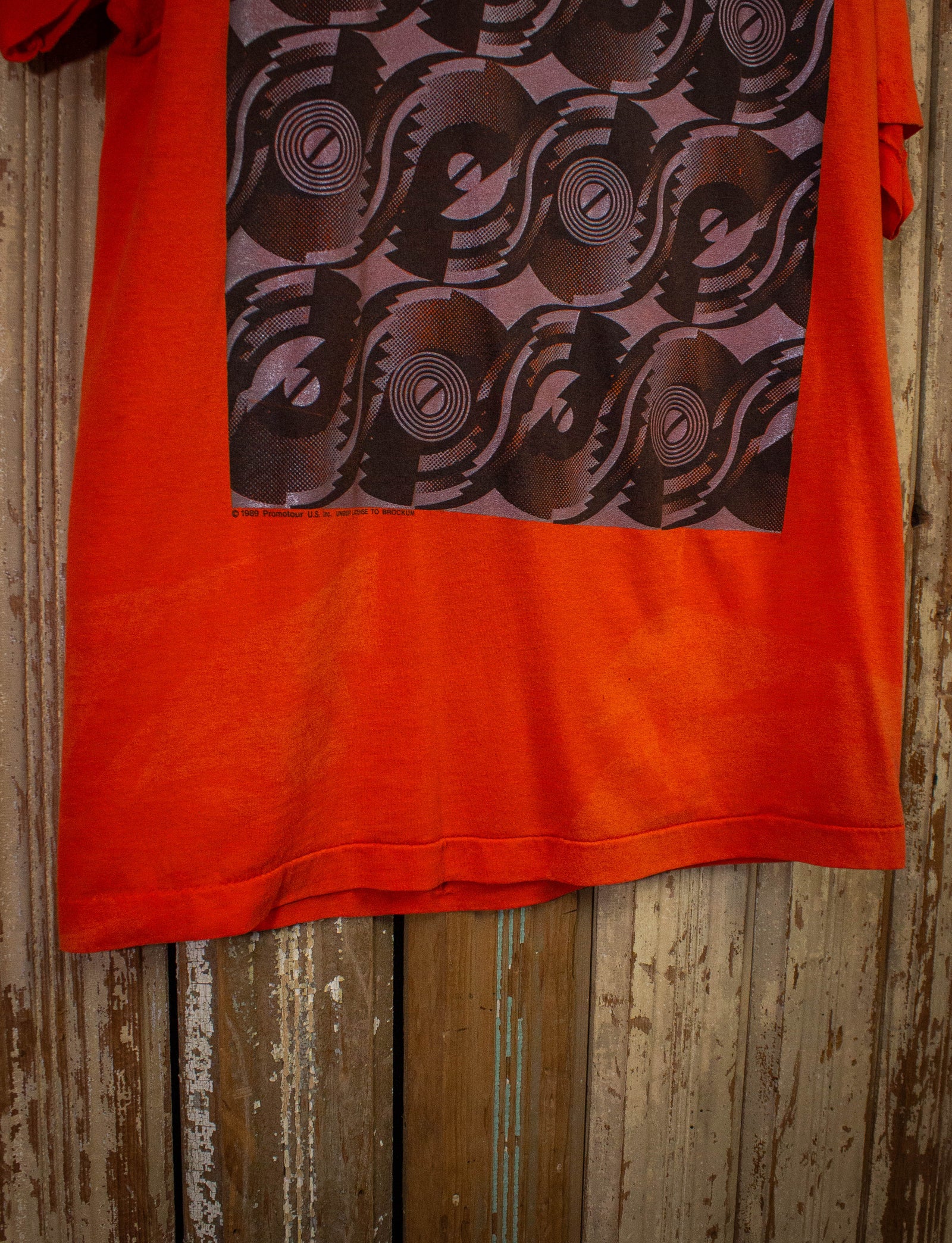 Vintage Rolling Stones Steel Wheels Tour Crew Concert T Shirt 1989 Orange Large