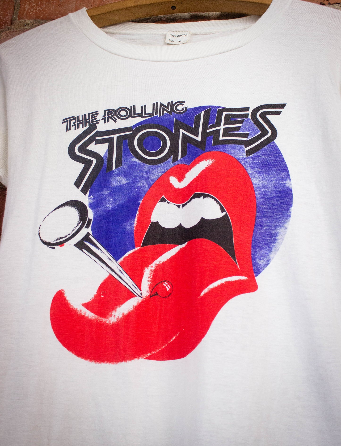 Vintage Rolling Stones Tongue Tack Concert T Shirt 70s White Small