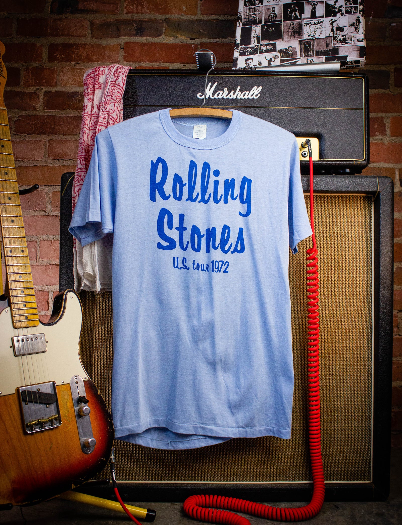 Vintage Rolling Stones U.S. Tour Concert T Shirt 1972 Baby Blue