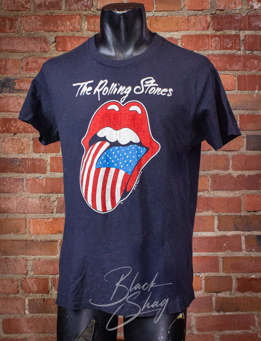 Vintage Rolling Stones USA Tongue Concert T Shirt 1981 Black Medium