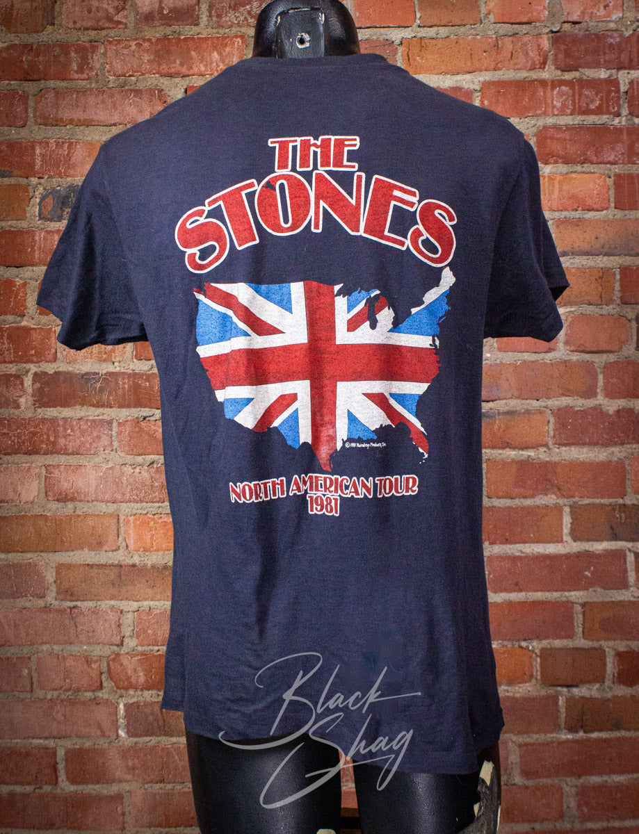 Vintage Rolling Stones USA Tongue Concert T Shirt 1981 Black Medium