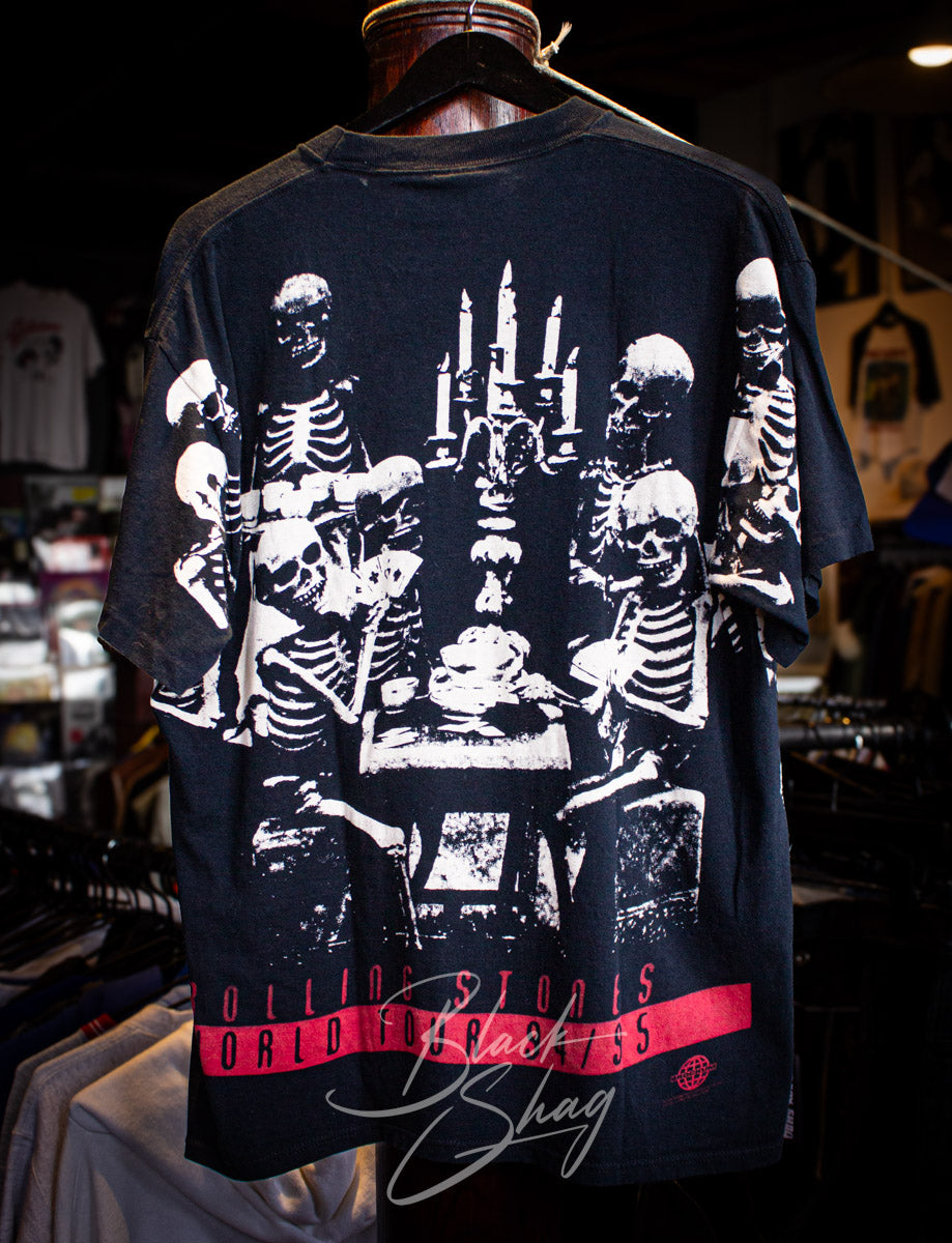 Vintage Rolling Stones Voodoo Lounge Skeleton AOP Concert T Shirt 1994/95 XL